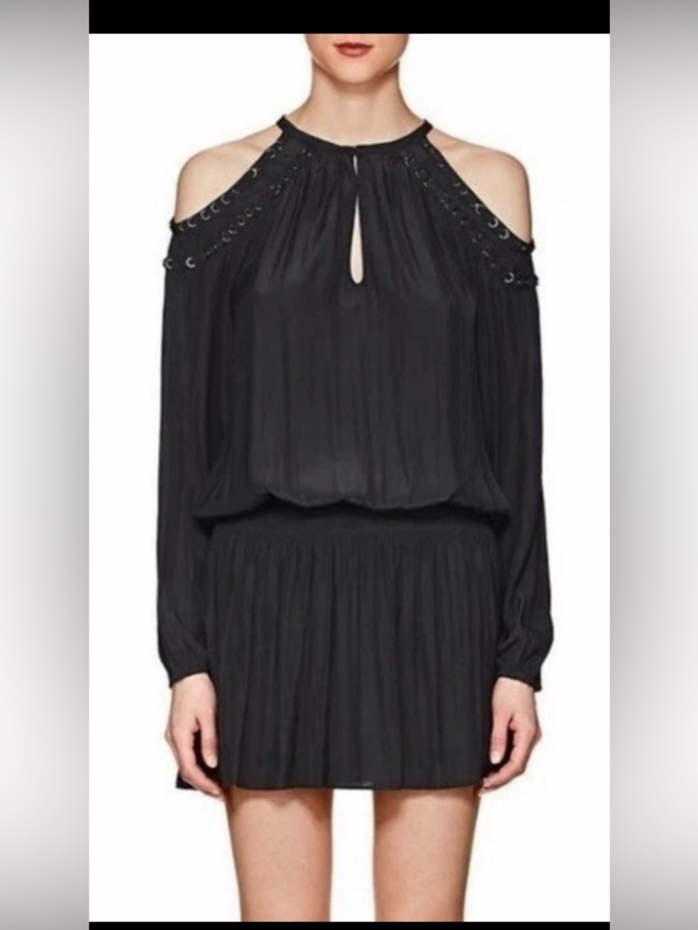 RAMY BROOK Alicia Cold Shoulder Mini Dress in navy blue  Size S